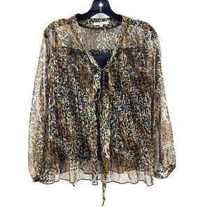 Ciel USA Women's Animal Print Cheetah Leopard Blouse Top Shirt Small Sheer Lined